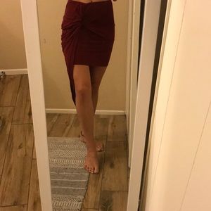 High low red skirt